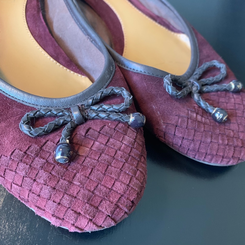 Woven Suede Burgundy leather Sperry ballet flats